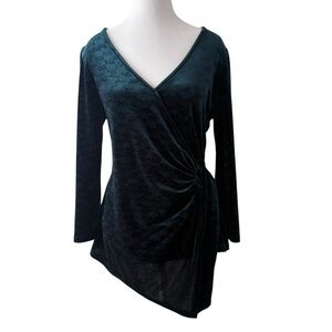 Beacon Apparel 3/4 Sleeve Ring Detail Velvety Knit Top Green
